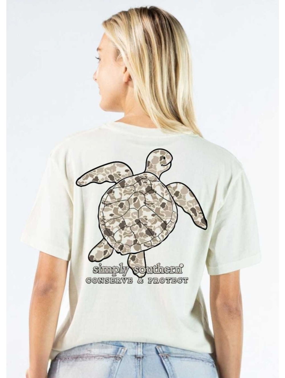 Simply Southern Turtle Tracker Camo Short Sleeve Shirt In Dusk, NWT